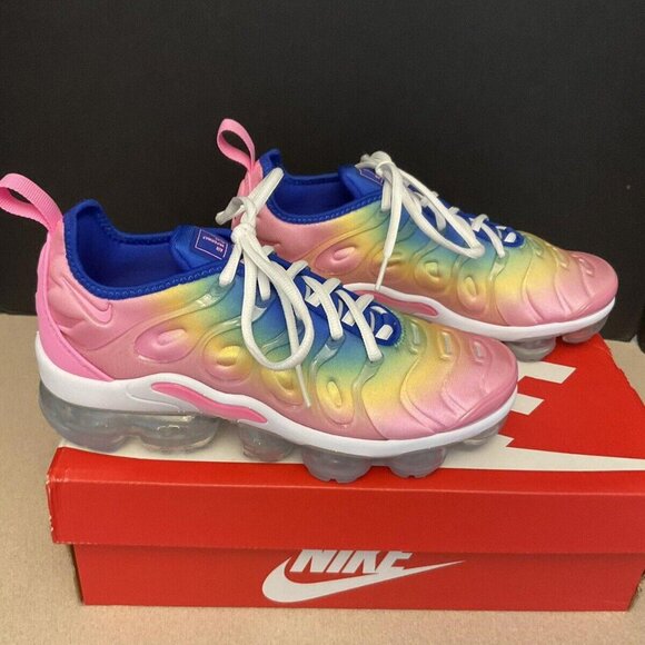 New! Womens Nike Air Vapormax Plus Pink Spell/Citron Pulse Running Shoes. SZ 6.5 - Picture 1 of 9